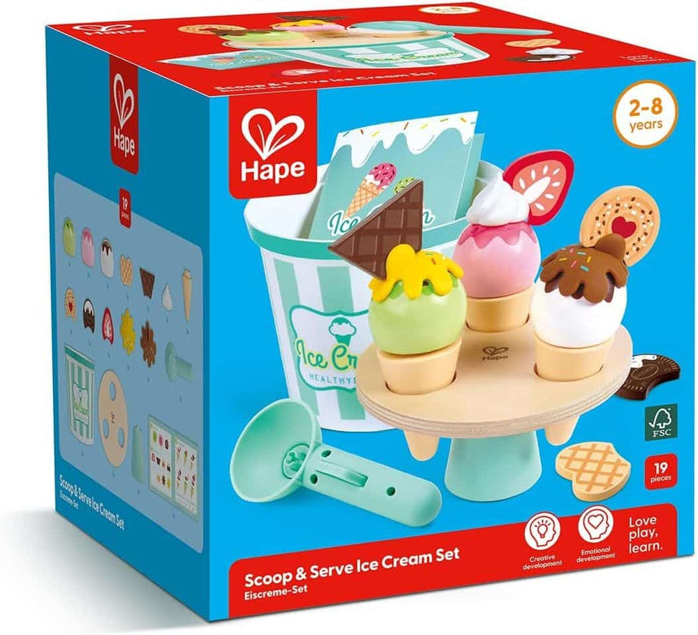Hape ijsjes speelset - 19-delig rollenspel speelgoed voor kinderen vanaf 2 jaar