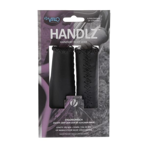 Velo Handvat Leer Ergo 92 135mm Zwart