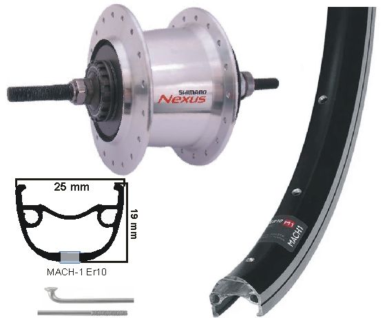 Kgs achterwiel 28inch (622) zwart met remrand nexus 7 rollerbrake