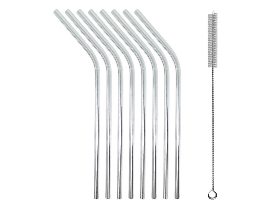 Ecoluba metalen rietjes gebogen - 8 stuks