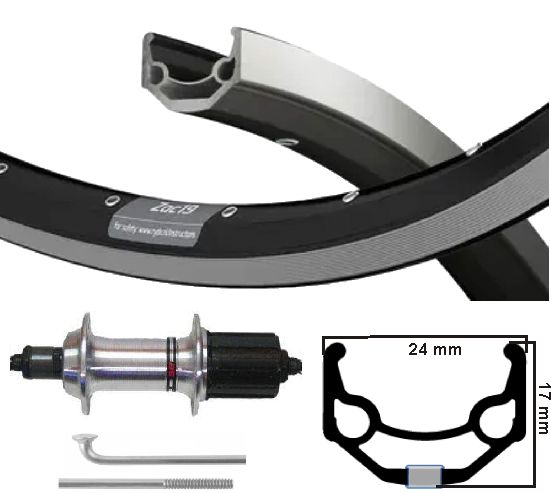 Kgs achterwiel 28 inch (622) zac19 zw zilver 8 9 versnellingen uitval