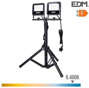 Enzo edm led bouwlampen 2x30w op tripod statief 6400k ip65 zwart - 5017631