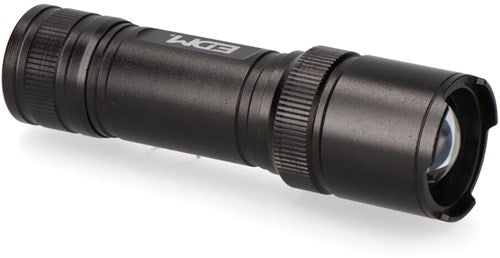 Enzo edm zwarte tactische led-zaklamp, aluminium, met zoom, 3 x aaa-batterijen (meegeleverd), 150 lumen