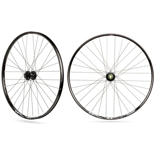 Rodi wielset tryp 25 27.5 voorwiel steekas 15x100 en achterwiel snelspanner 9x135 - 6 bouts remschijfbevestiging - 8 9 10 11 speed - zwart