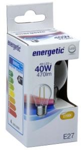 Enzo energetic led kogel e27 4-40w 2700k filament helder - 2720260