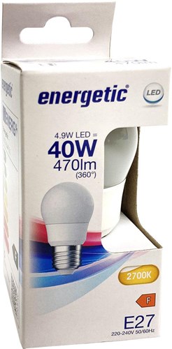 Enzo energetic led kogel e27 4,9-40w 2700k mat - 2710272