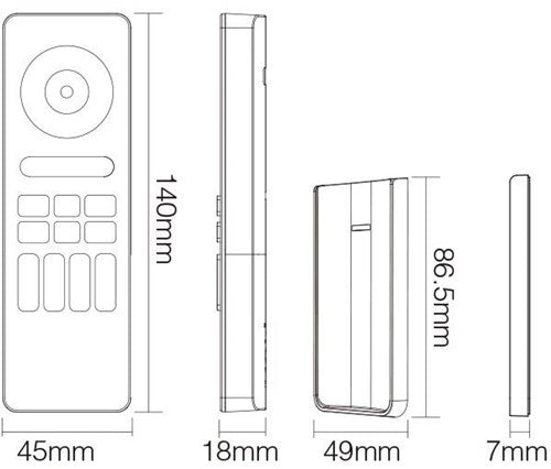 Enzo rgb-cct afstandsbediening | 2.4g | 4-zones | mat zwart design | miboxer mi-light 2.0 | c5 | excl. 2 x aaa batterij - led0229