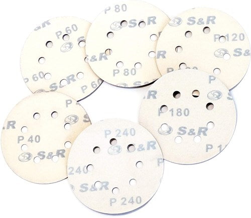 Enzo s r velcro schuurpapier set 125 mm 60 st: elk 10x p40, p60, p80, p120, p180, p240, 8 gaten - b07gc4xnjq
