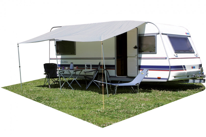 Caravanluifel 300 x 240 cm polyester grijs 2 stokken