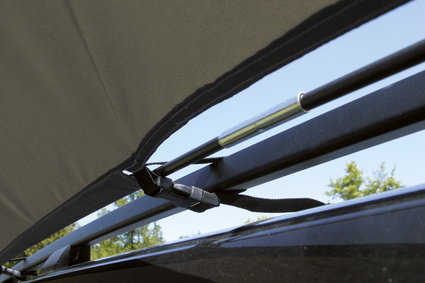 afdekzeil Carside 3,6 x 3,5 m polyester staal bruin 6-delig