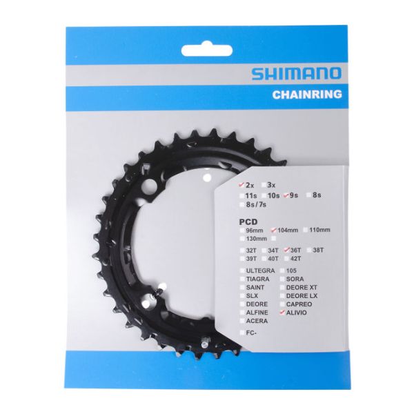 Shimano kettingblad alivio fc-m4000 fc-m4050 9 speed - 36 tands (ac) - zwart