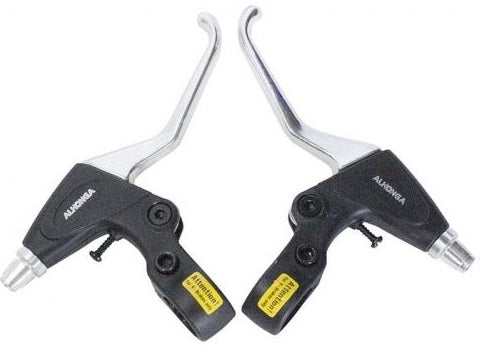 Alhonga remgreep set v-brake links + rechts 3-vingers zwart zilver