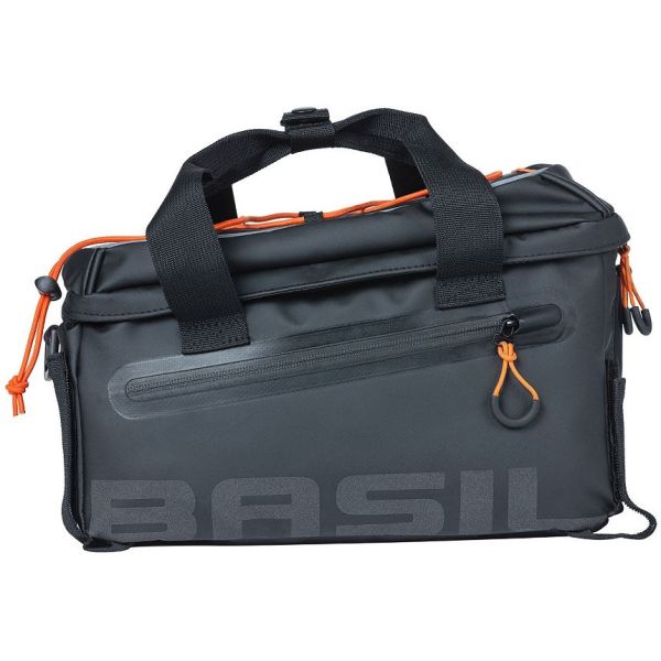 Basil Miles Bagagedragertas - sportieve fietstas voor heren en dames - zwart oranje - waterdicht - 7 liter