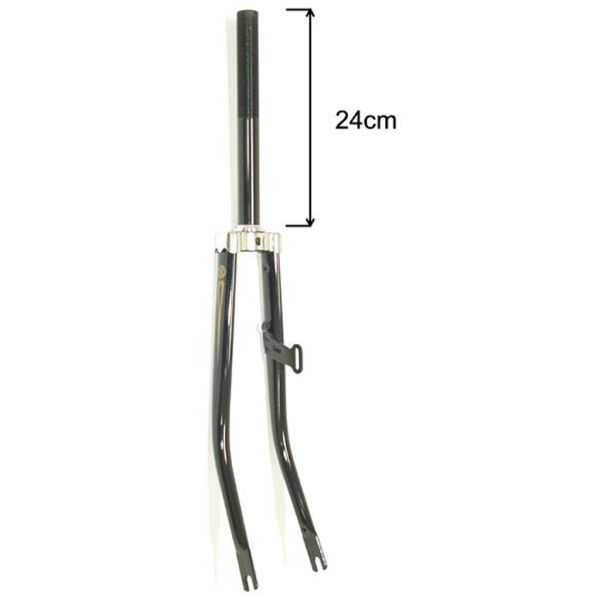Fourche avant 26 avec 1 tube pivot et crochet dynamo - noir brillant