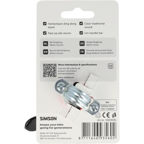 Simson bel dingdong medium chroom 60mm