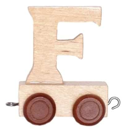 Bongers speelgoed houten letter f met wieltjes 6 cm hoog