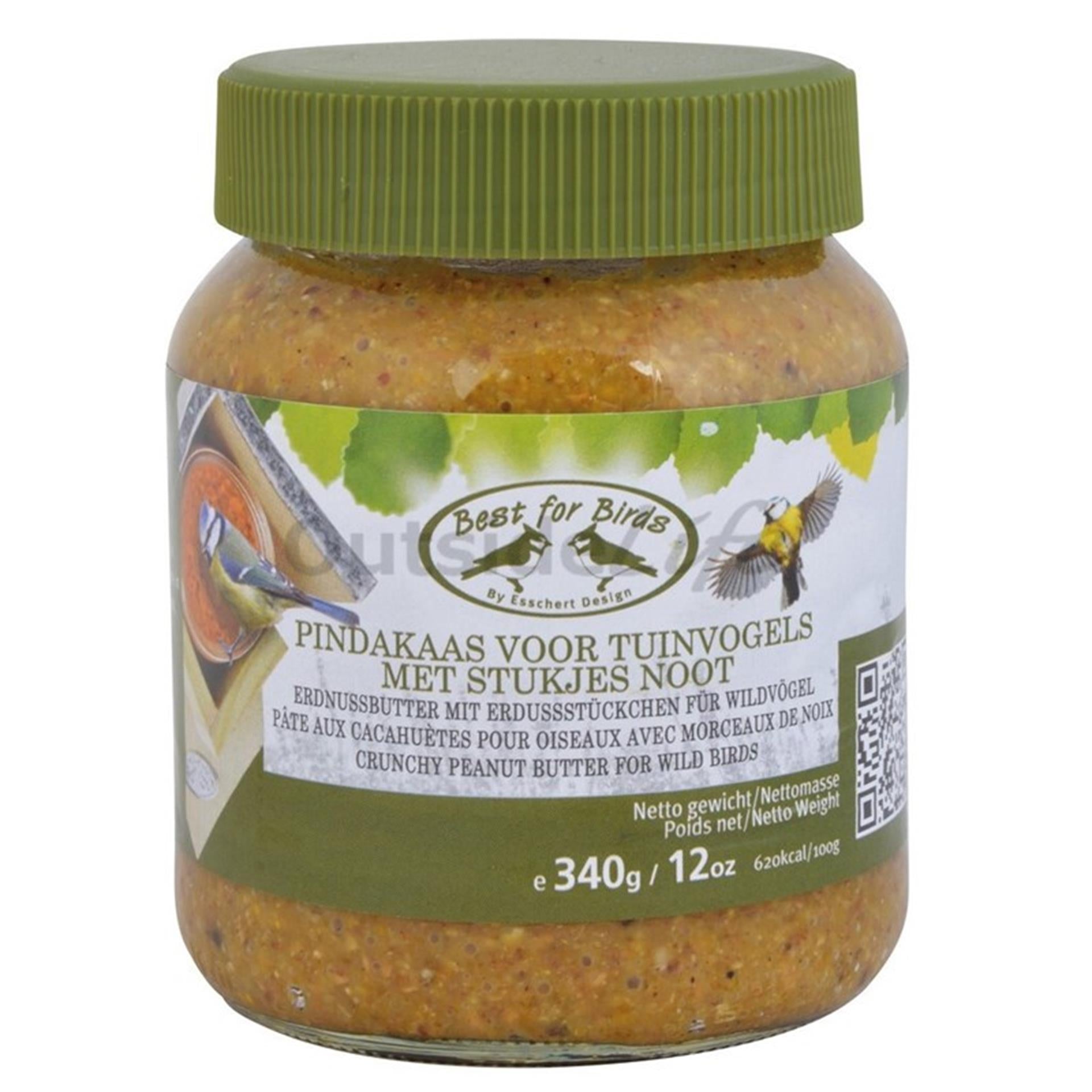 Esschert design vogelvoer pindakaas voor tuinvogels in glazen pot 340gr