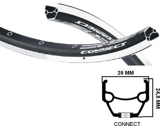 Rodi connect velg 28 inch (gazelle) 36 gaats zwart geslepen