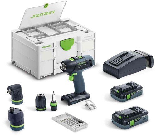 Festool accu-schroefboormachine t 18 + 3 hpc 4,0 i-set (2x 4.0ah accu + lader) - 577609