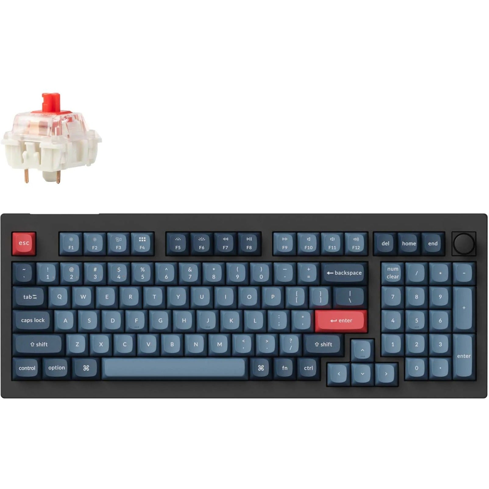 Keychron v5 max-d1, toetsenbord (zwart, us lay-out, gateron jupiter red, rgb leds, 96%, double-shot pbt, hot swap, 2.4 | bluetooth | usb-c, knob)