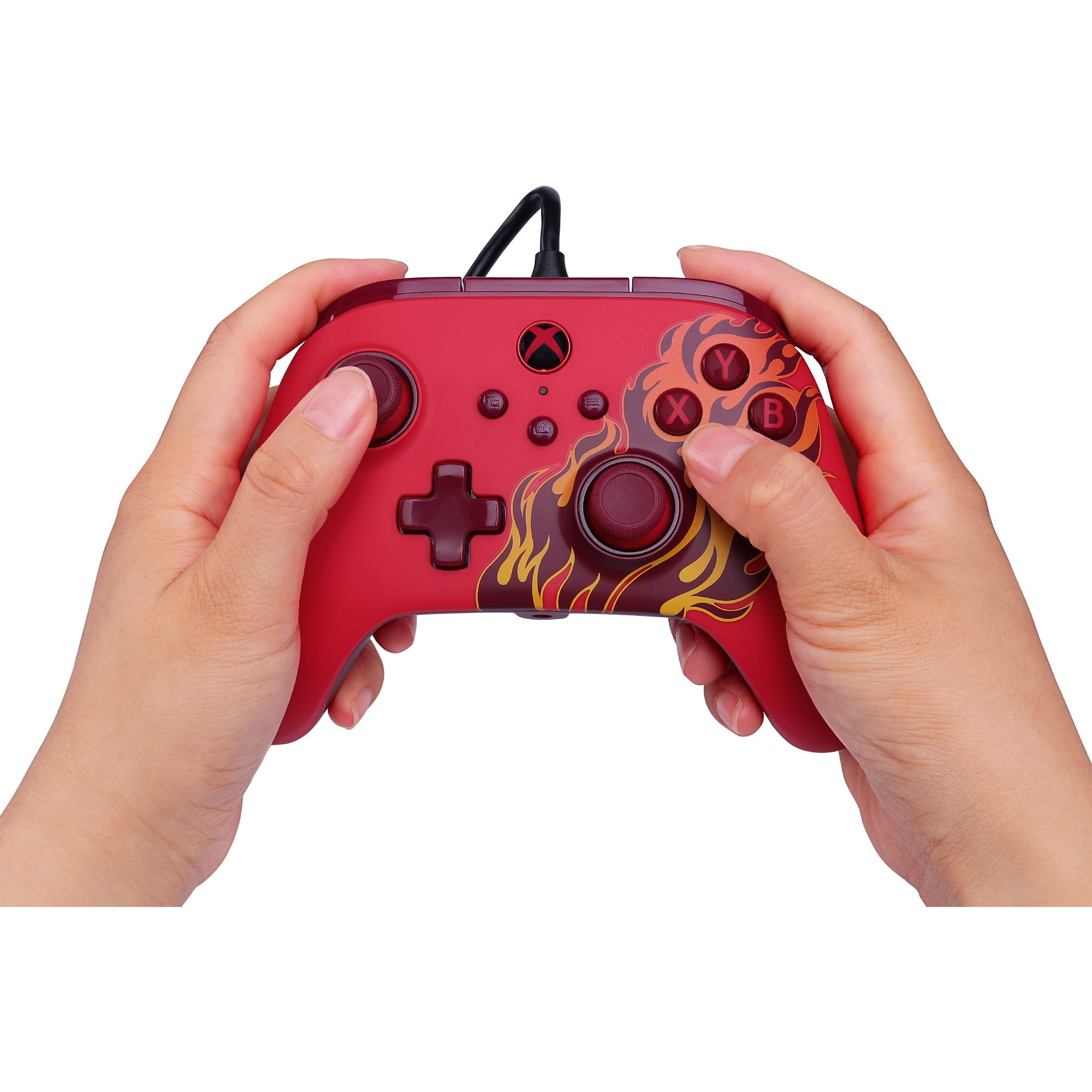 Powera advantage controller met kabel voor de xbox series x|s - rood vuur (rood, xbox series x|s, xbox one, pc)