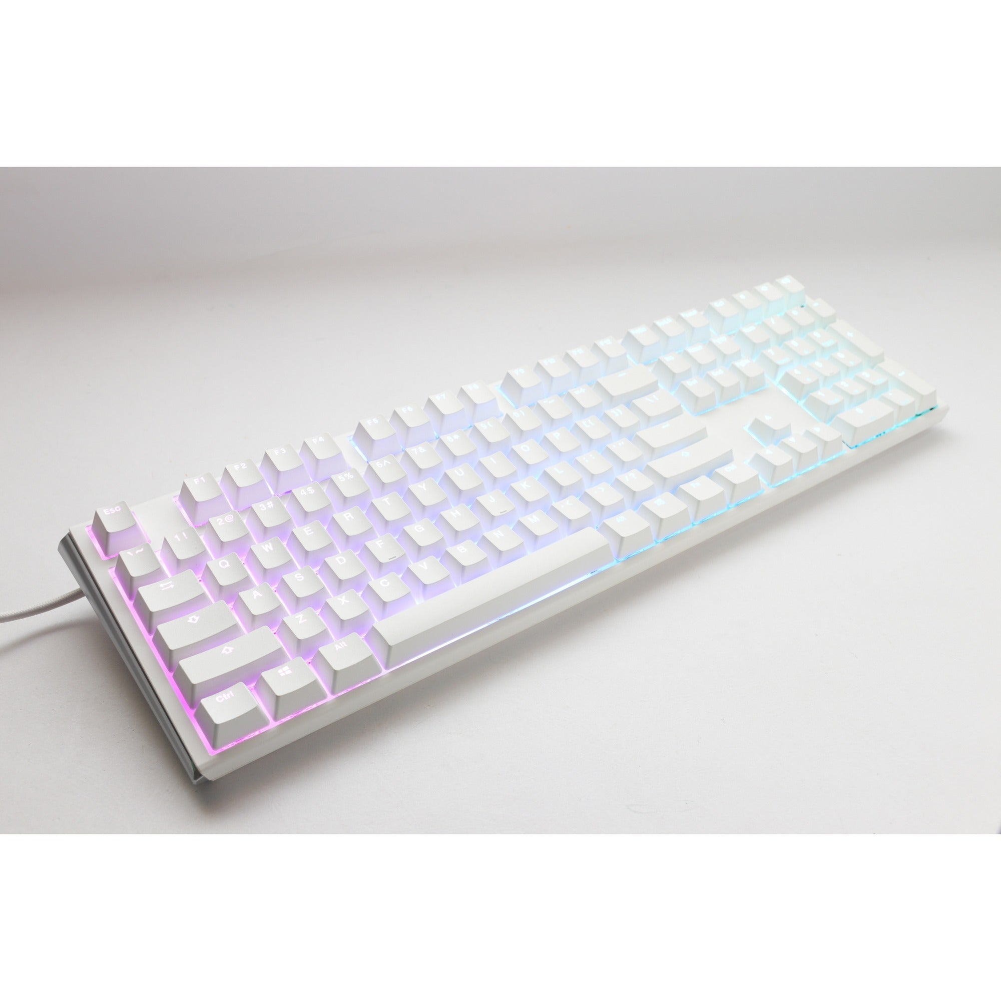 Ducky one 3 classic pure white, toetsenbord (wit, us lay-out, cherry mx blue, rgb led, double-shot pbt, hot-swappable, quack mechanics)