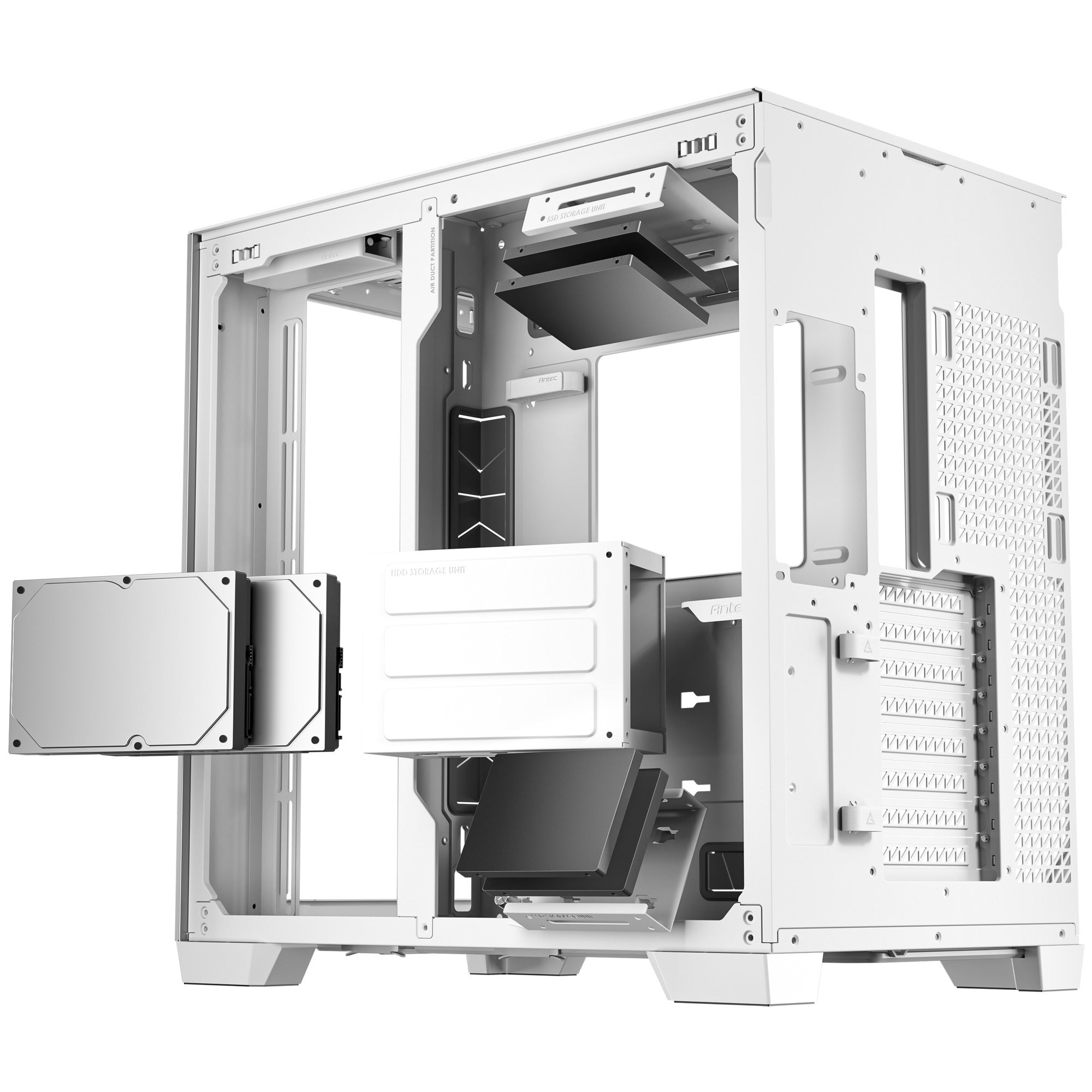 Antec c8 aluminum midi tower behuizing (wit zilver | 2x usb-a | 1x usb-c | tempered glass)