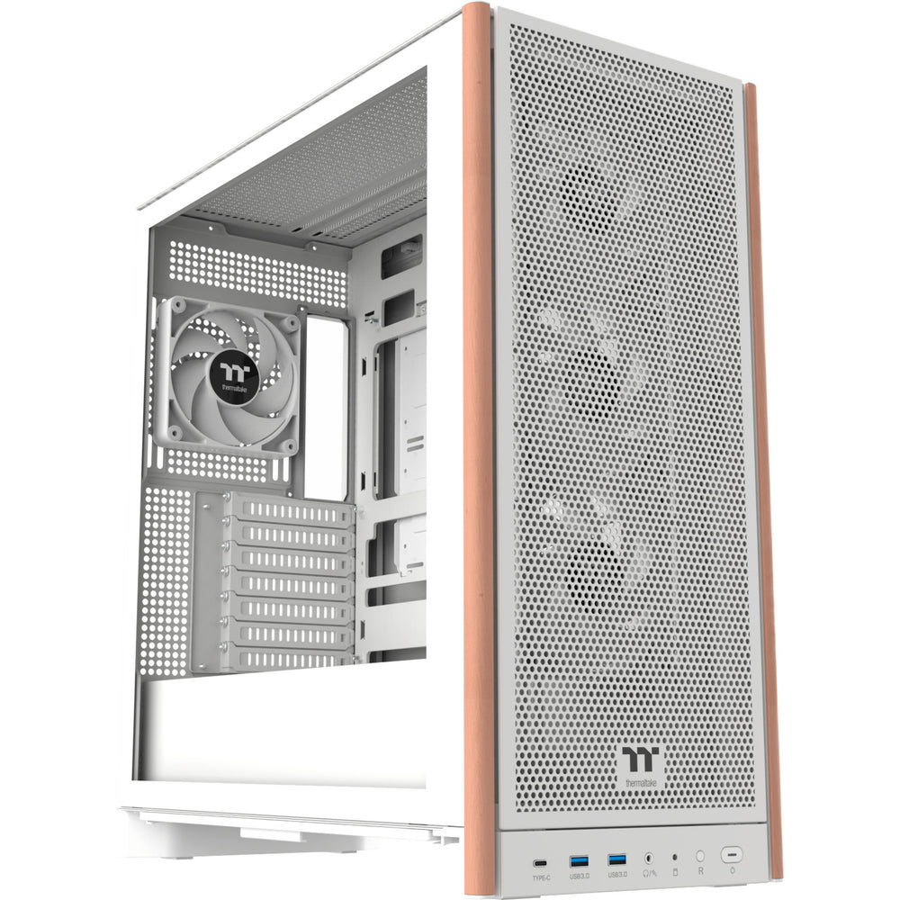 Thermaltake s370 ws snow midi tower behuizing (wit | 2x usb-a | 1x usb-c | tempered glass)