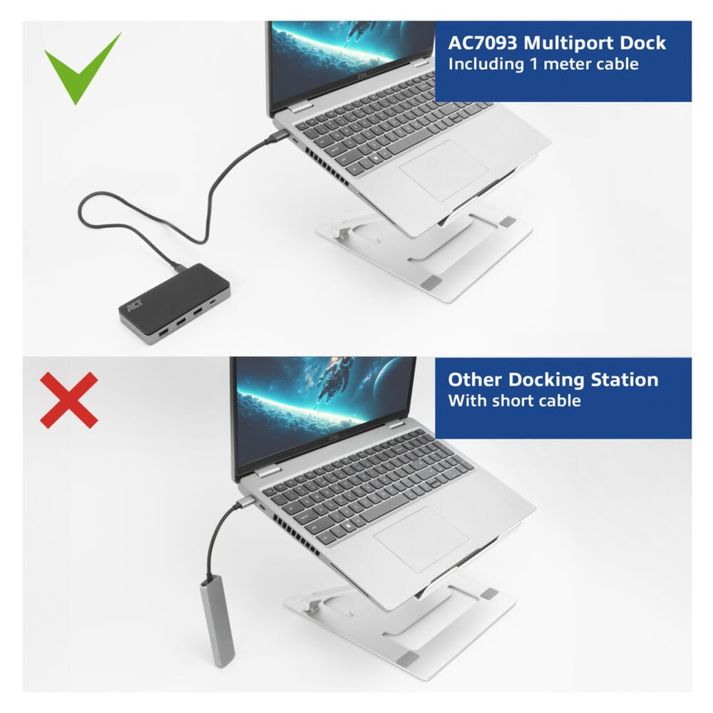Act connectivity usb-c 4k mst dockingstation (zwart grijs)