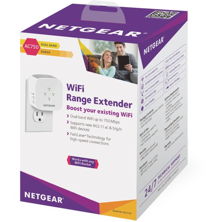 Netgear EX3110 – AC750 WiFi Range Extender Access Point (White)