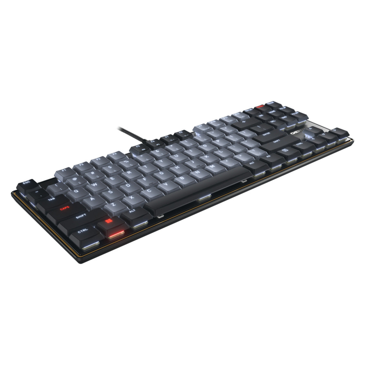 Cherry kc 500 mx lp tkl mechanisch toetsenbord (zwart, us lay-out (qwerty), mx low profile 2.0 ivory, 80% (tkl) , white leds, pbt keycaps)
