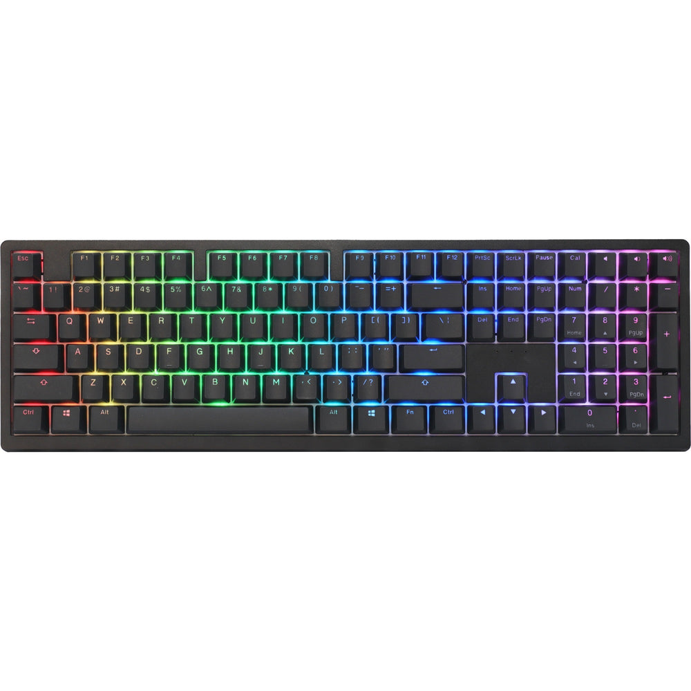 Ducky zero 6108 classic black rgb mechanisch gaming toetsenbord (zwart, us lay-out (qwerty), cherry mx2a brown, 100%, rgb leds, double-shot pbt, hot swap, 2.4ghz | bluetooth | usb-c)