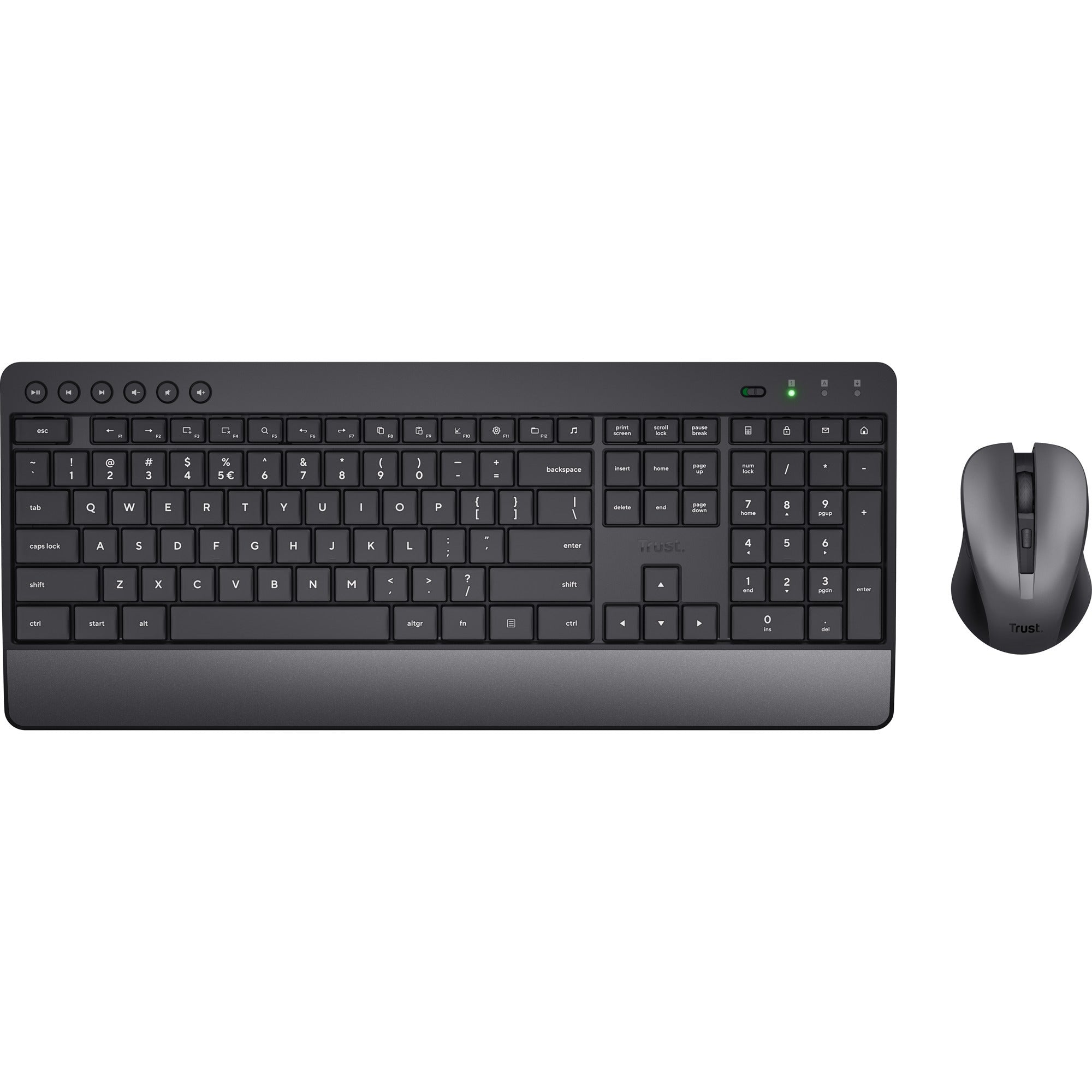 Trust trezo comfort draadloze toetsenbord- en muisset desktopset (zwart, us lay-out (qwerty), 100%)