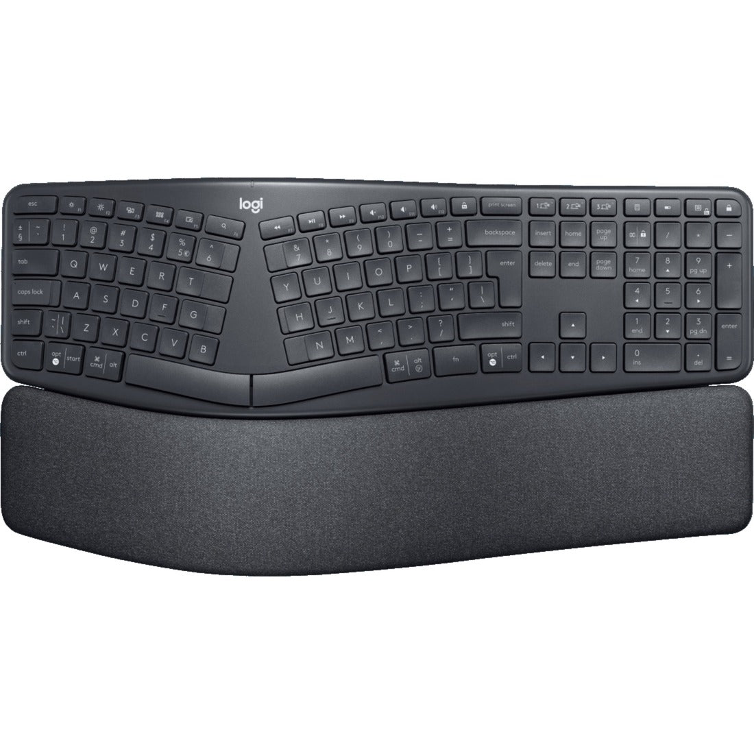 Logitech k860 ergo keyboard (zwart, 100%, bluetooth, us international iso)