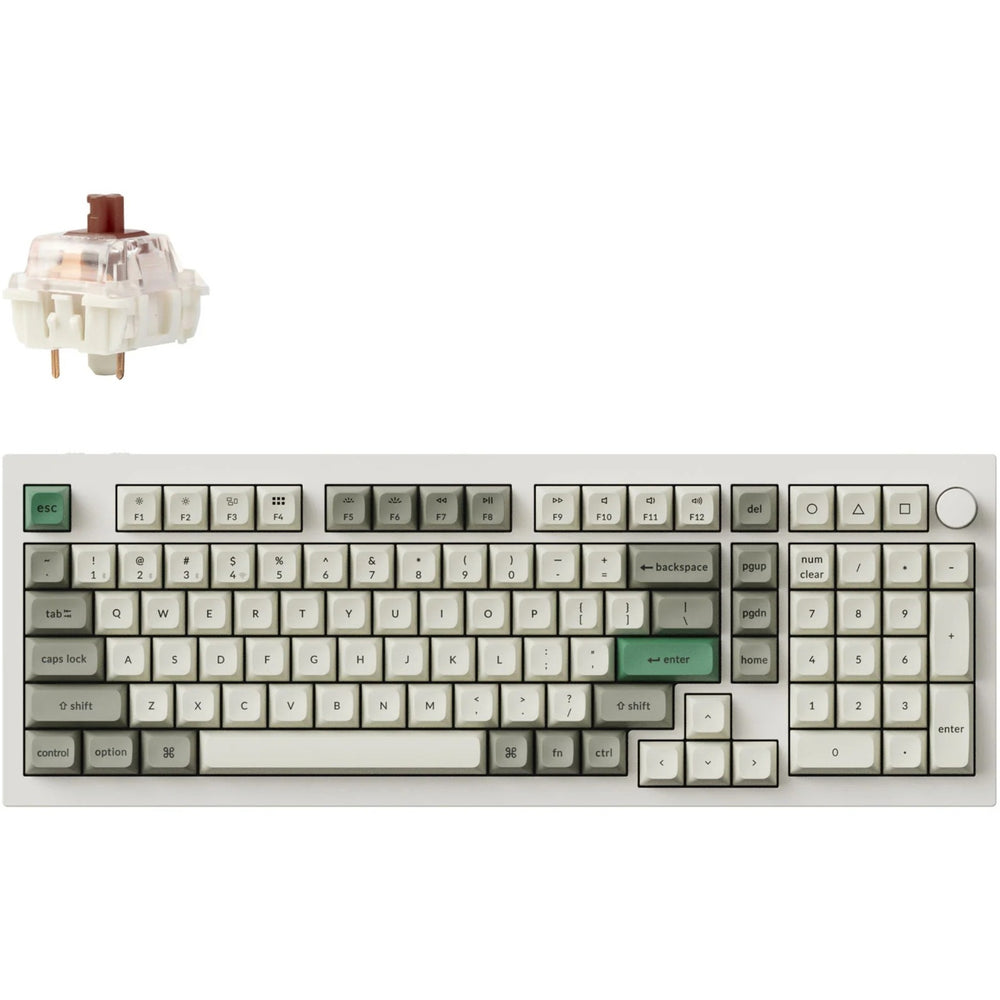 Keychron q5 max-p3, toetsenbord (wit, us lay-out, gateron jupiter brown, 96%, rgb leds, ksa double-shot pbt, hot swap, knob, 2.4ghz | bluetooth 5.1 | usb-c)