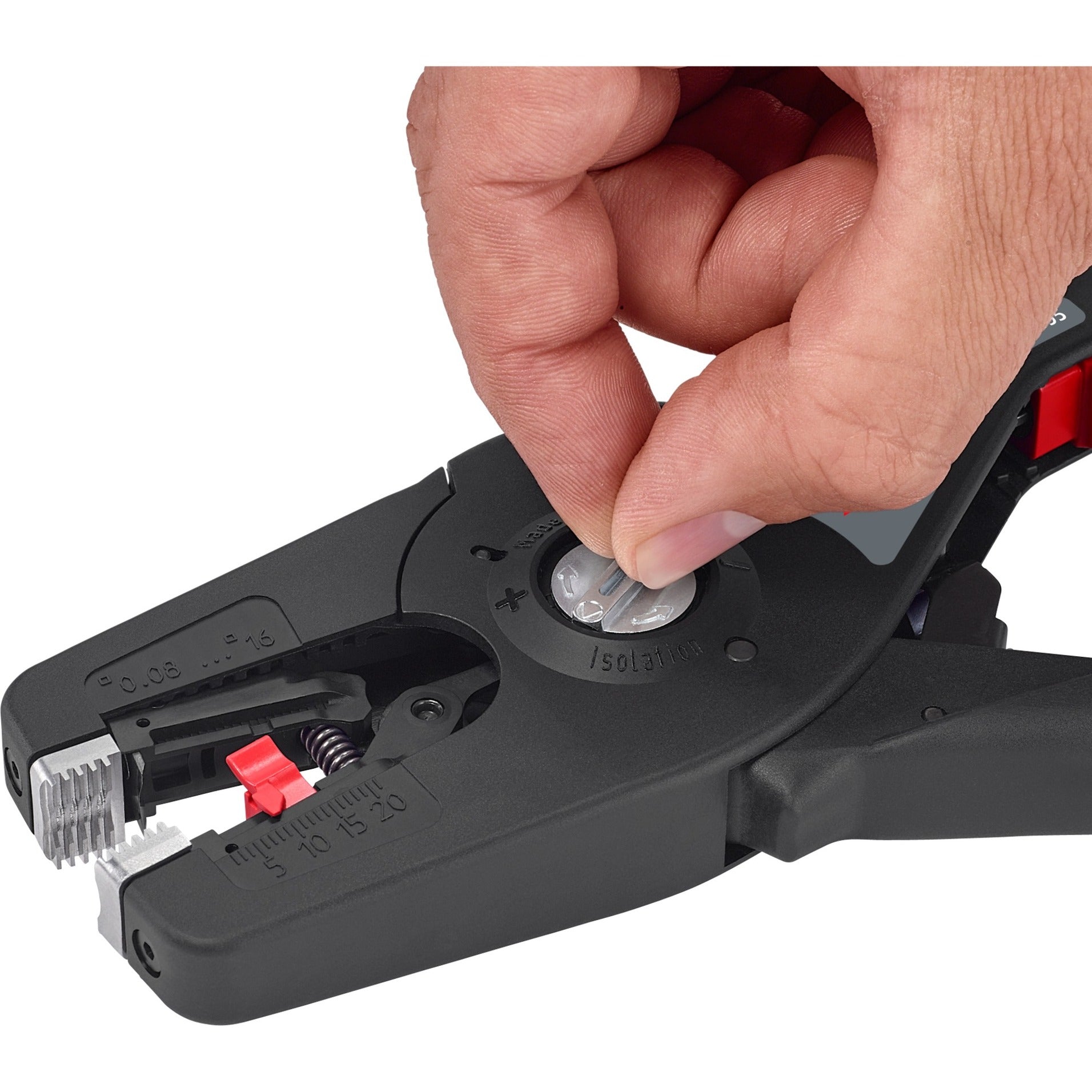 Knipex precistrip16 automatische afstriptang (zwart rood, geïntegreerde draadsnijder)