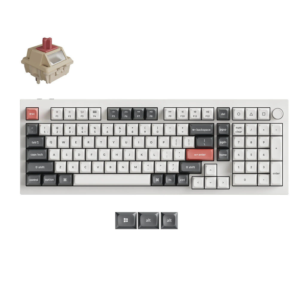 Keychron q5 ultra-m3 8k wireless custom mechanical keyboard (wit, us lay-out (qwerty), silk pom red, 96%, rgb, hot swap, 8k, 2.4 ghz | bluetooth 5.2 | usb-c)