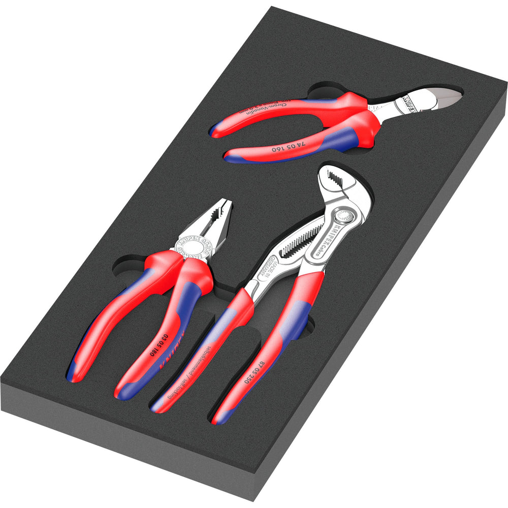 Wera 9780 schuimrubberen inzetstuk met knipex tangen set 1, 3‑delig tangenset (zwart grijs, in schuiminzet voor werkplaatswagen)