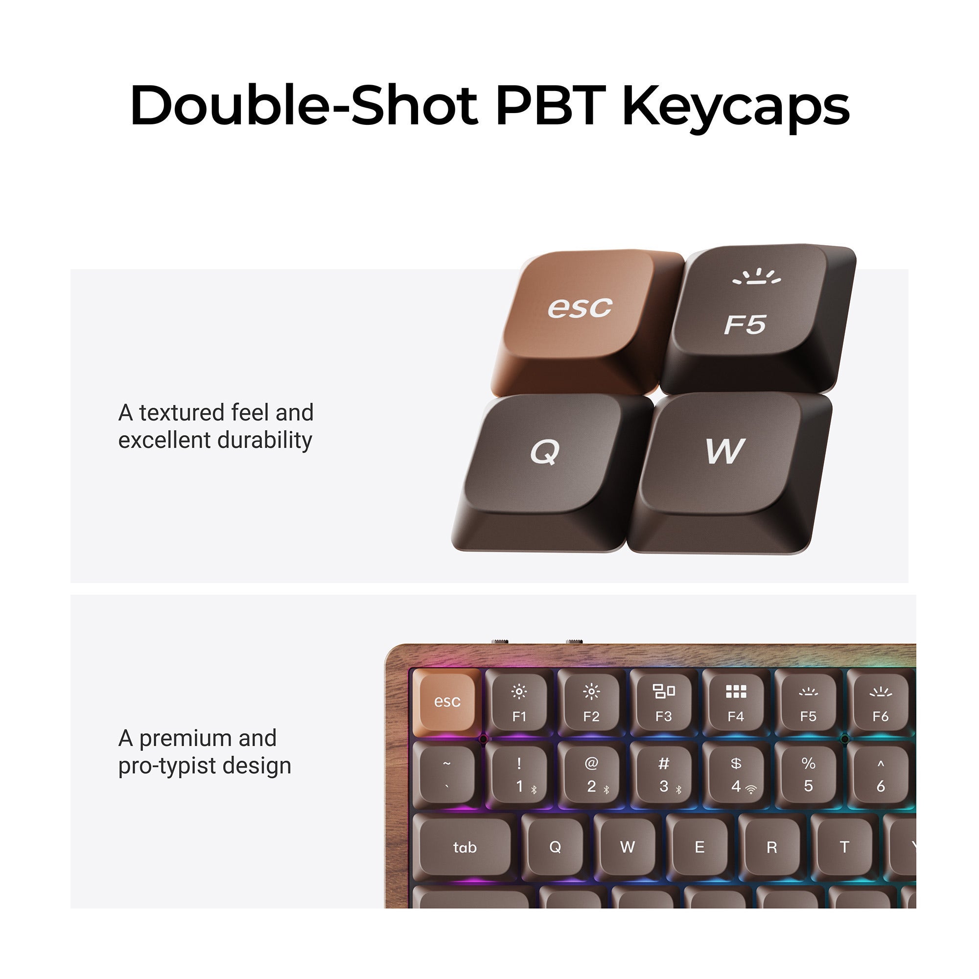 Keychron k3 max-h1w all-wood special edition rgb mechanisch toetsenbord (houtkleur, us lay-out (qwerty), milk pom red, 75%, rgb leds, double-shot pbt, hot swap, 2.4ghz | bluetooth 5.1 | usb-c)