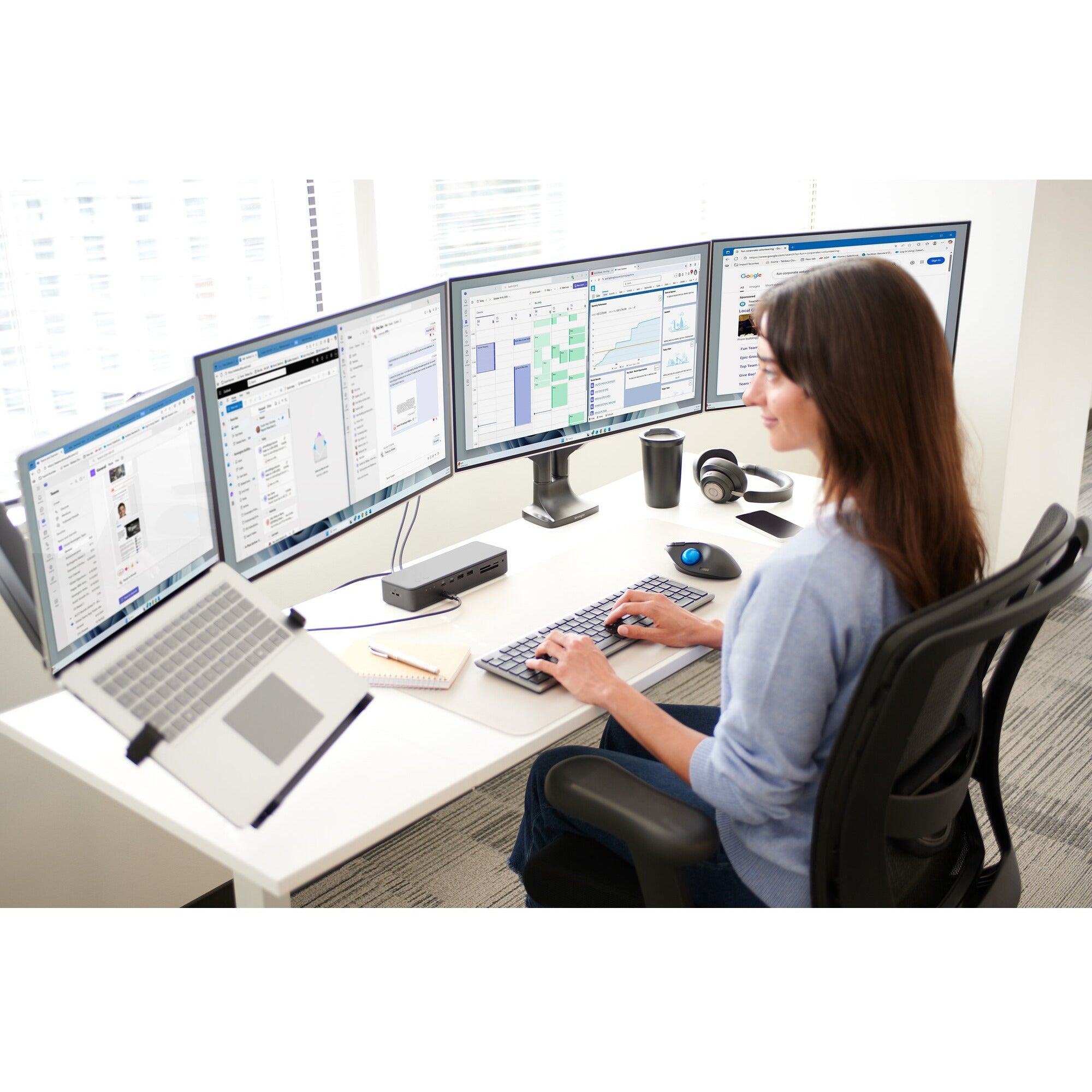 Kensington kb535 eq rechargeable multi-device keyboard (us-international lay-out (qwerty), scissor switches, 100%, usb, 2,4 ghz, bluetooth 5.4)