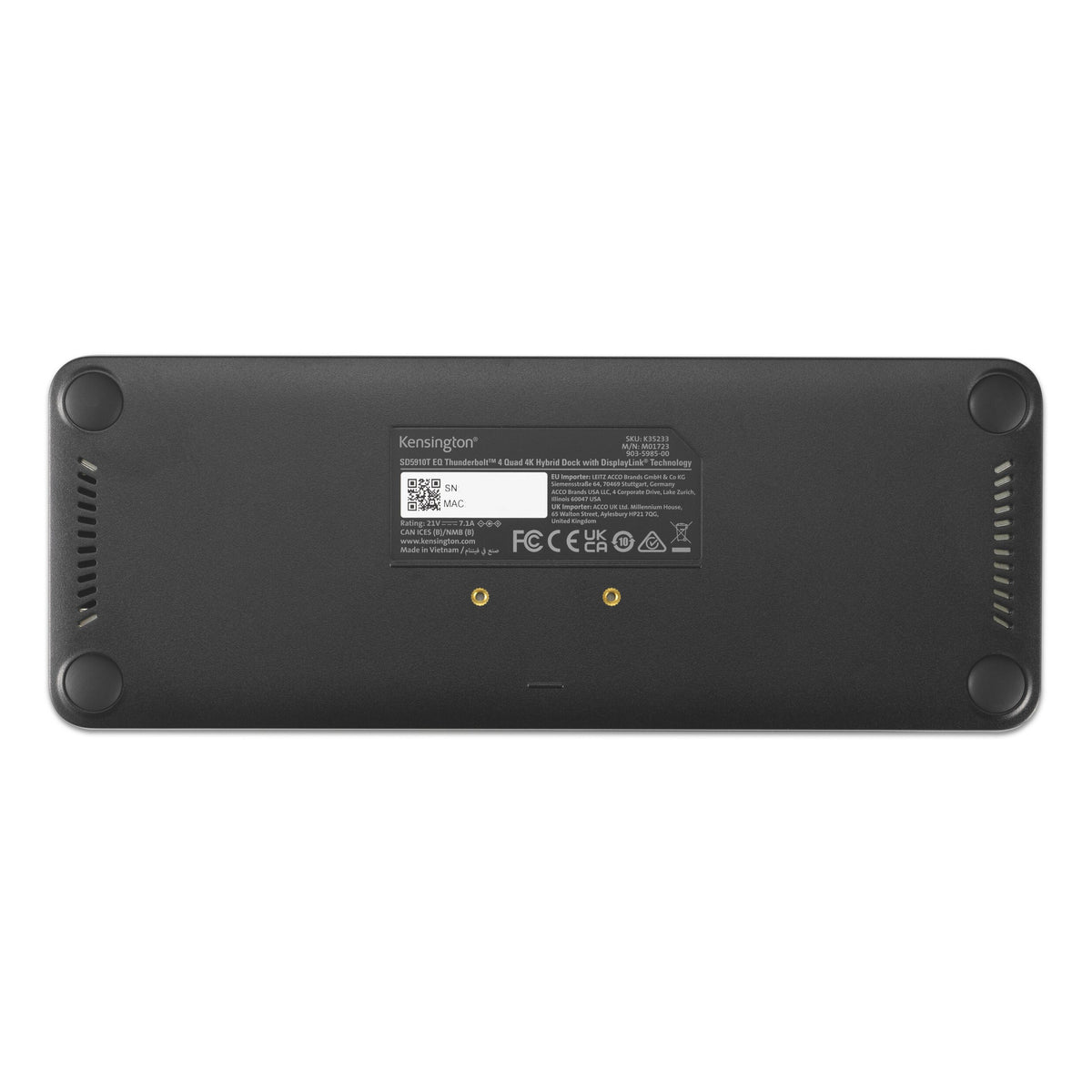 Kensington sd5920t eq thunderbolt 4 quad 4k hybrid dock met displaylink technology dockingstation (zwart)