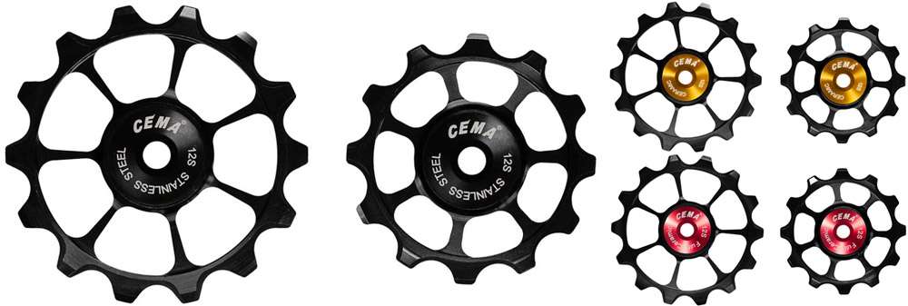 Cema derailleurwieltjes RVS shimano 12v zwart