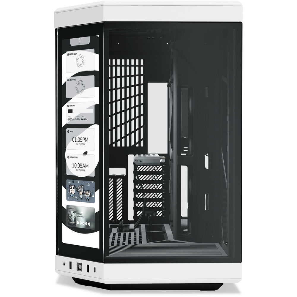 Hyte y70 touch infinite midi tower behuizing (wit zwart | 2x usb-a | 1x usb-c | tempered glass)