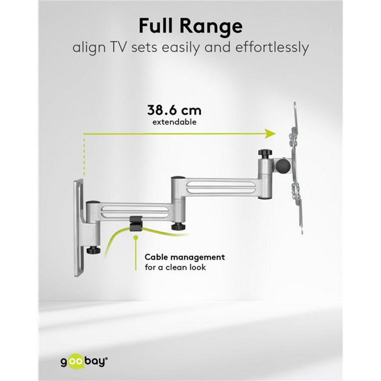 Goobay tv wall mount caravan fullmotion (m), 13 to 43 inch wandmontage (zilver)