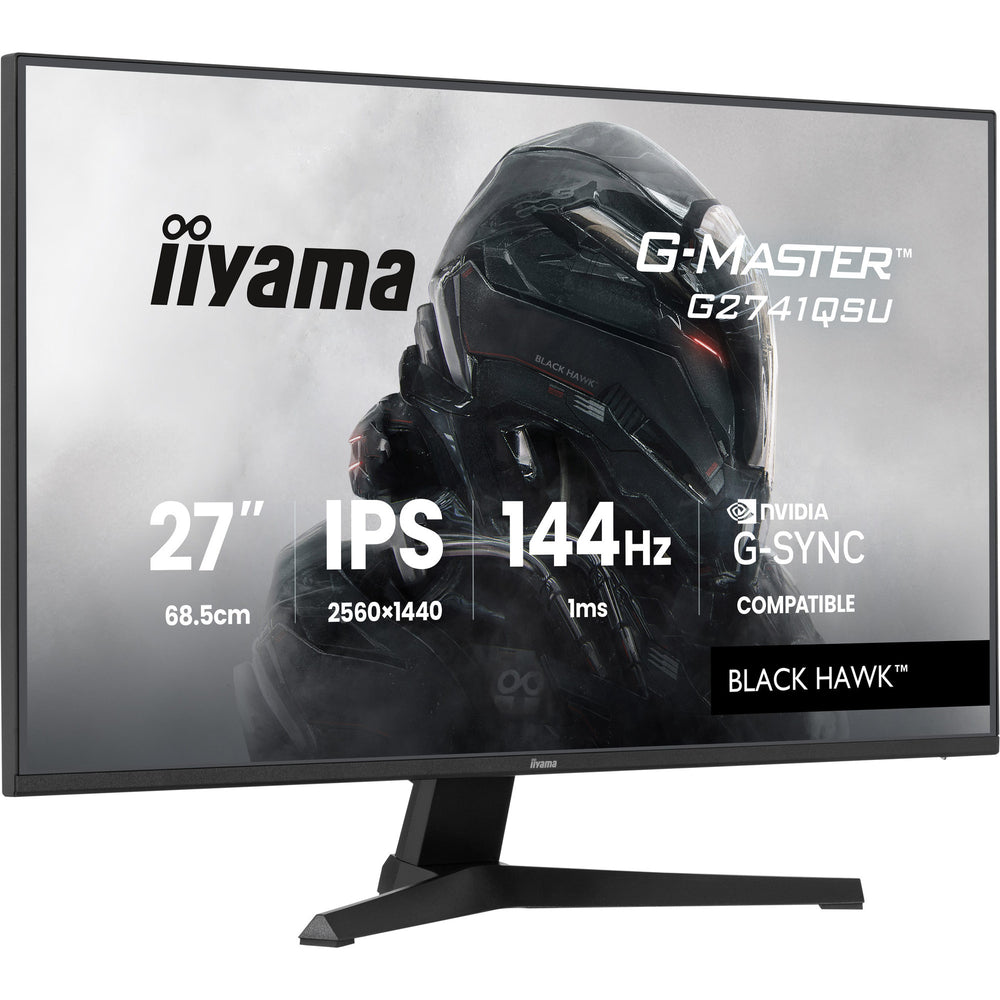 Iiyama g-master black hawk g2741qsu-b1 27 gaming monitor (zwart, hdmi, displayport, 2x usb-a, usb-b, 144 hz)