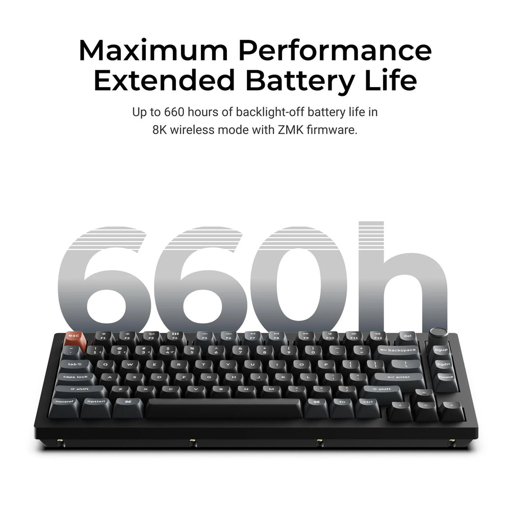 Keychron v1 ultra 8k wireless custom mechanical keyboard (zwart, us lay-out (qwerty), silk pom brown, 75%, rgb, hot swap, 2.4 ghz | bluetooth 5.3 | usb-c)
