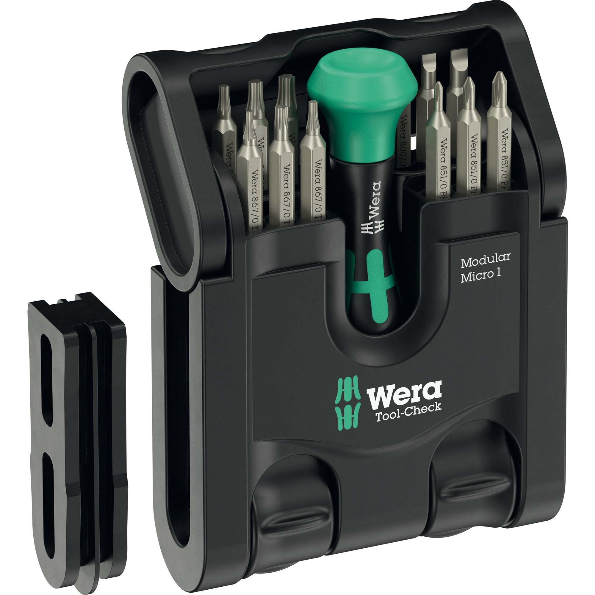 Wera tool-check modular micro 1, 21‑delig bitset (zwart groen)