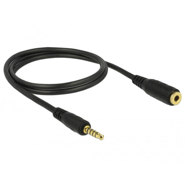 Delock stereo jack 3.5 mm 5-pin (male) > 3.5 mm 5-pin (female) cable (black, 1 meter)