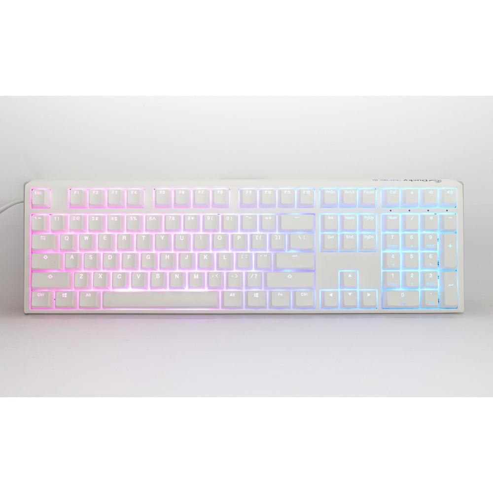Ducky one 3 classic pure white, toetsenbord (wit, us lay-out, cherry mx blue, rgb led, double-shot pbt, hot-swappable, quack mechanics)