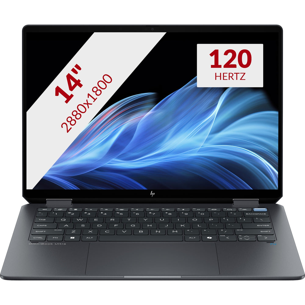 Hp omnibook ultra flip 14-fh0090nd 14 copilot+ 2-in-1 laptop (grijs | core ultra 9 288v | arc graphics | 32 gb | 1 tb ssd | touch)